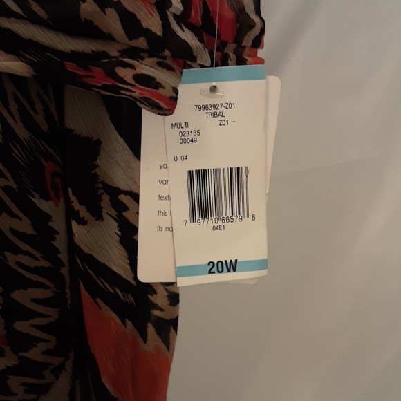 NWT 20W Nine West Silk Chiffon Tribal Print Skirt - Picture 3 of 4